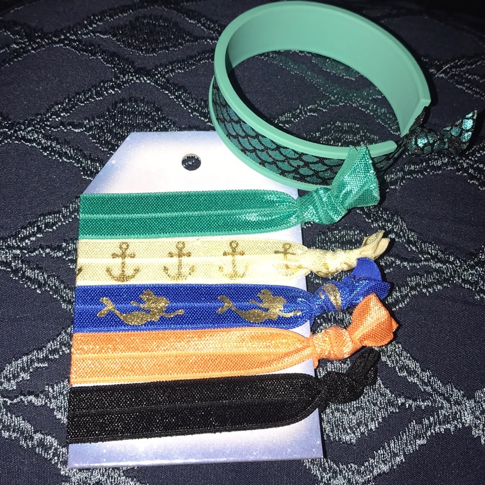 🧜‍♀️ Mermaid Hair Tie Bundle with Aqua Cuff 🧜‍♀️